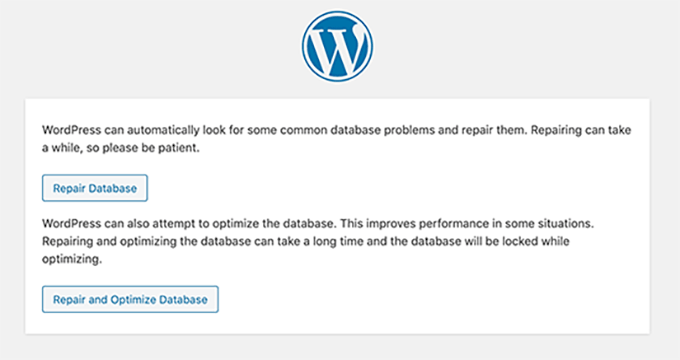 Repair the WordPress Database