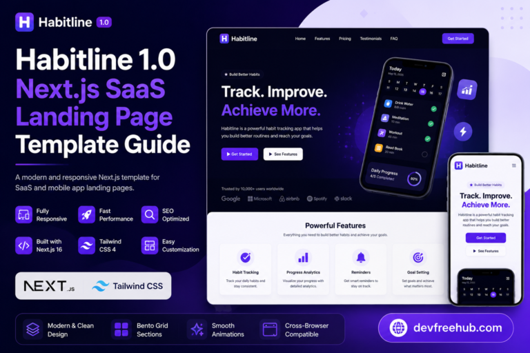 Habitline 1.0 Next.js SaaS Landing Page Template Guide